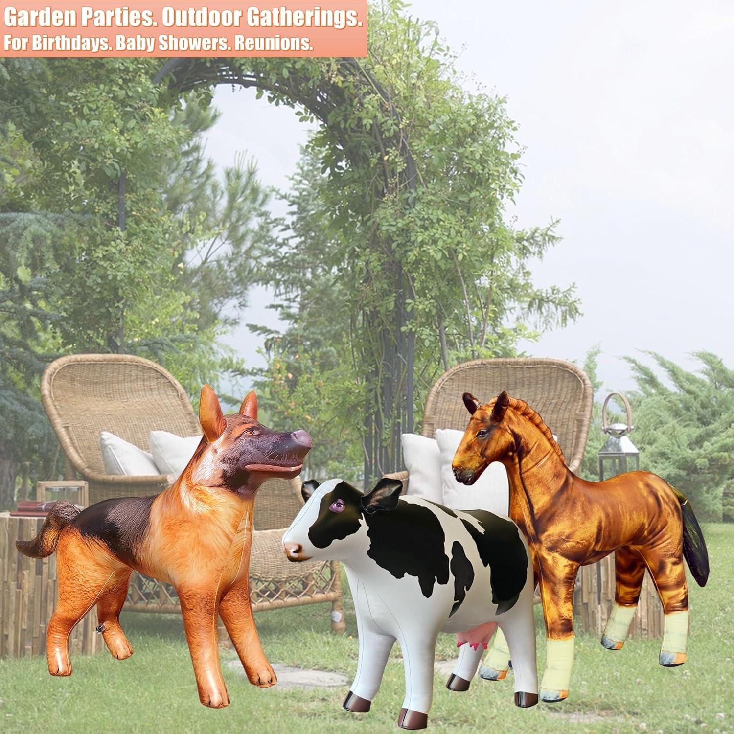 Jet Creations Animales Inflables 3PK Vaca Caballo Pastor