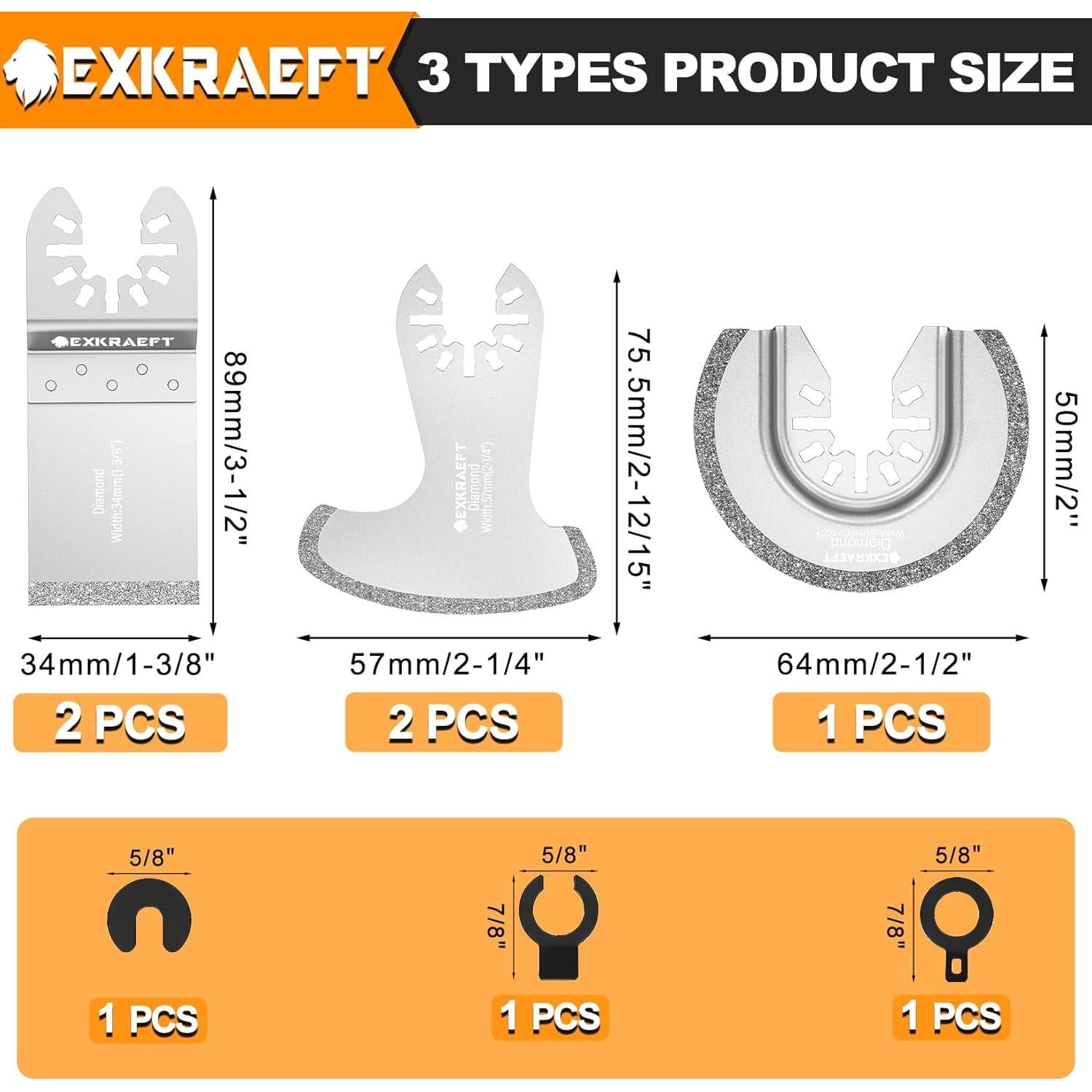 5 Cuchillas de Eliminación de Lechada Diamante EXKRAEFT 150mm