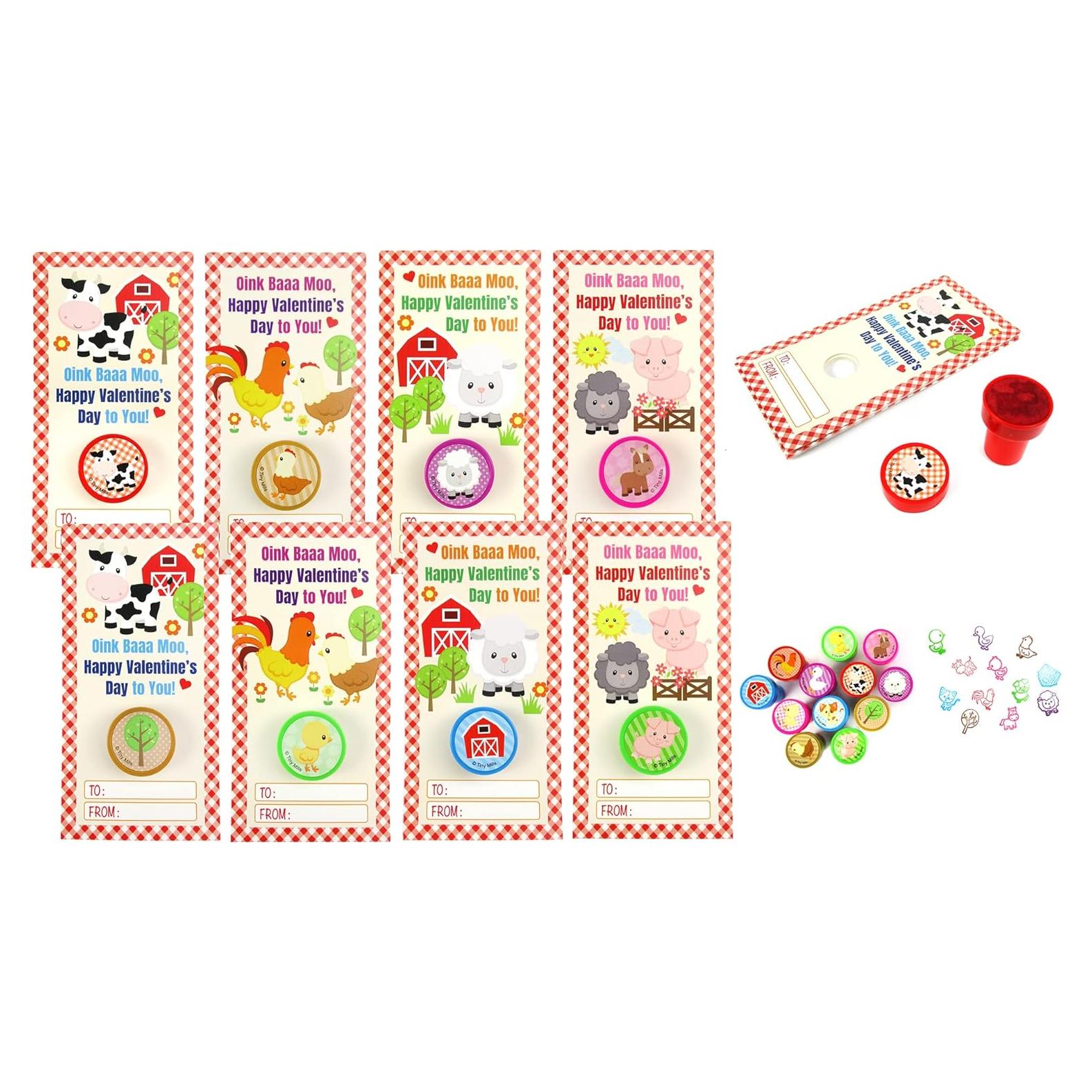Tarjetas de Animales de Granja TINYMILLS 36 Piezas San Valentín