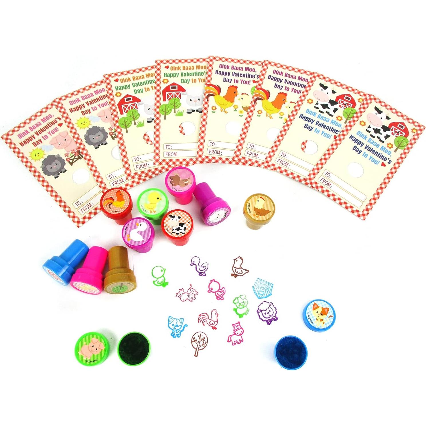 Tarjetas de Animales de Granja TINYMILLS 36 Piezas San Valentín
