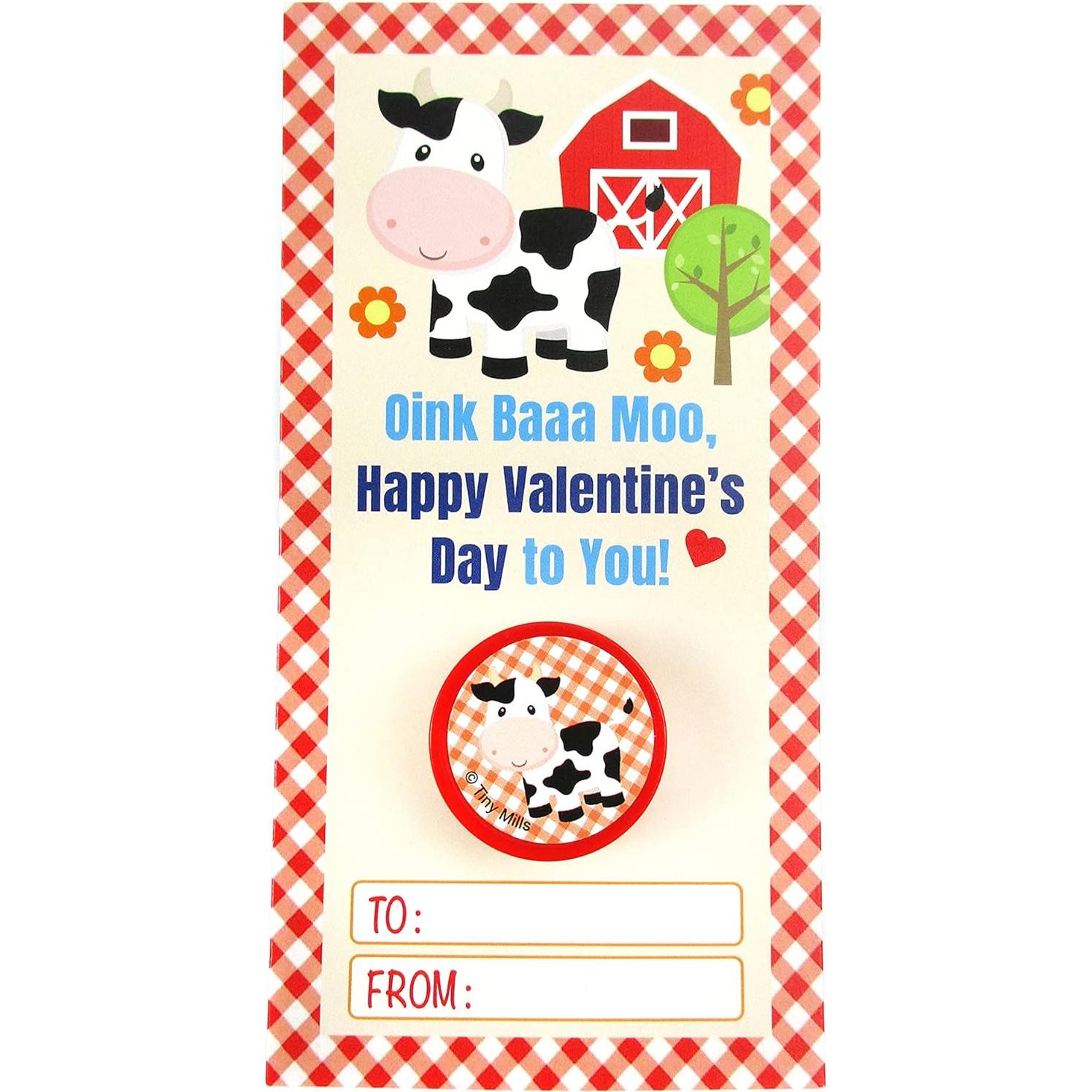 Tarjetas de Animales de Granja TINYMILLS 36 Piezas San Valentín