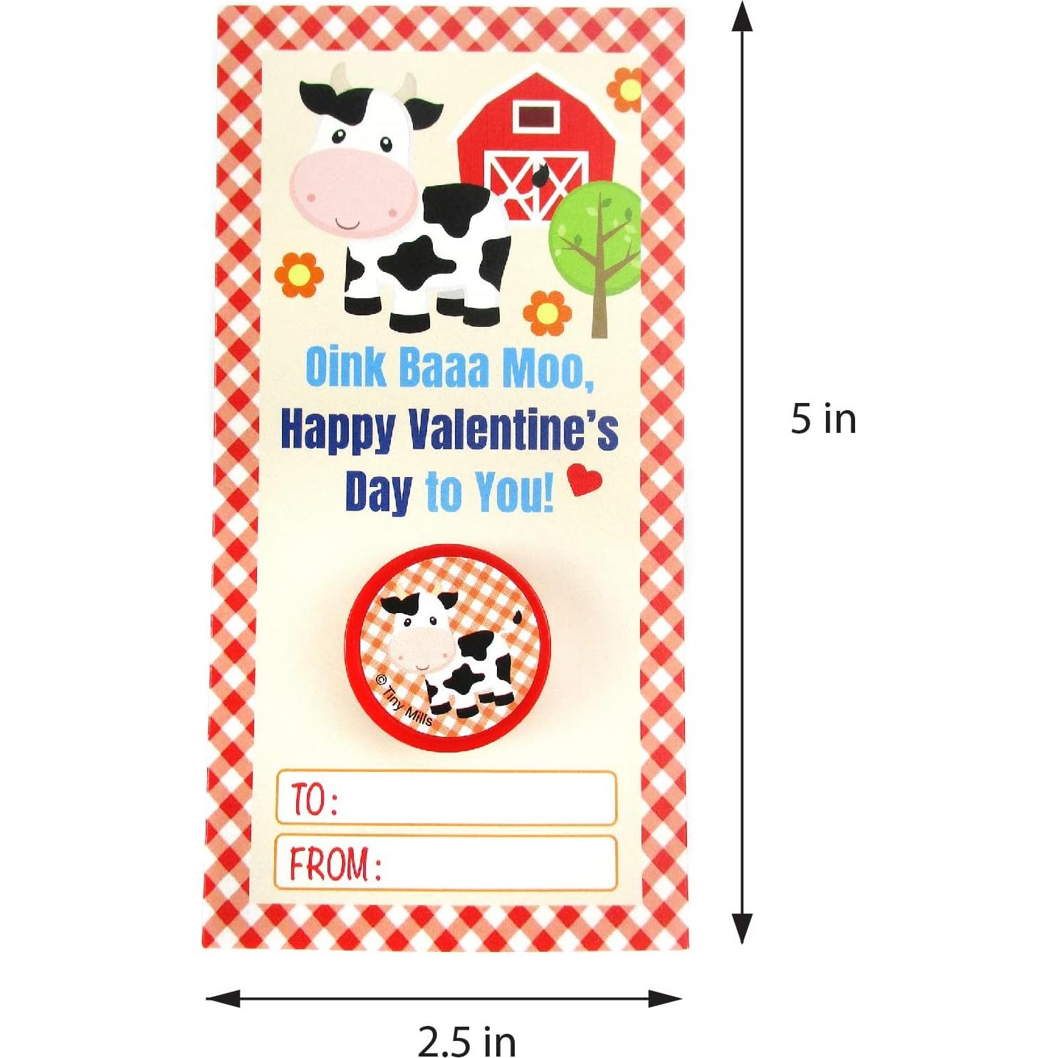 Tarjetas de Animales de Granja TINYMILLS 36 Piezas San Valentín