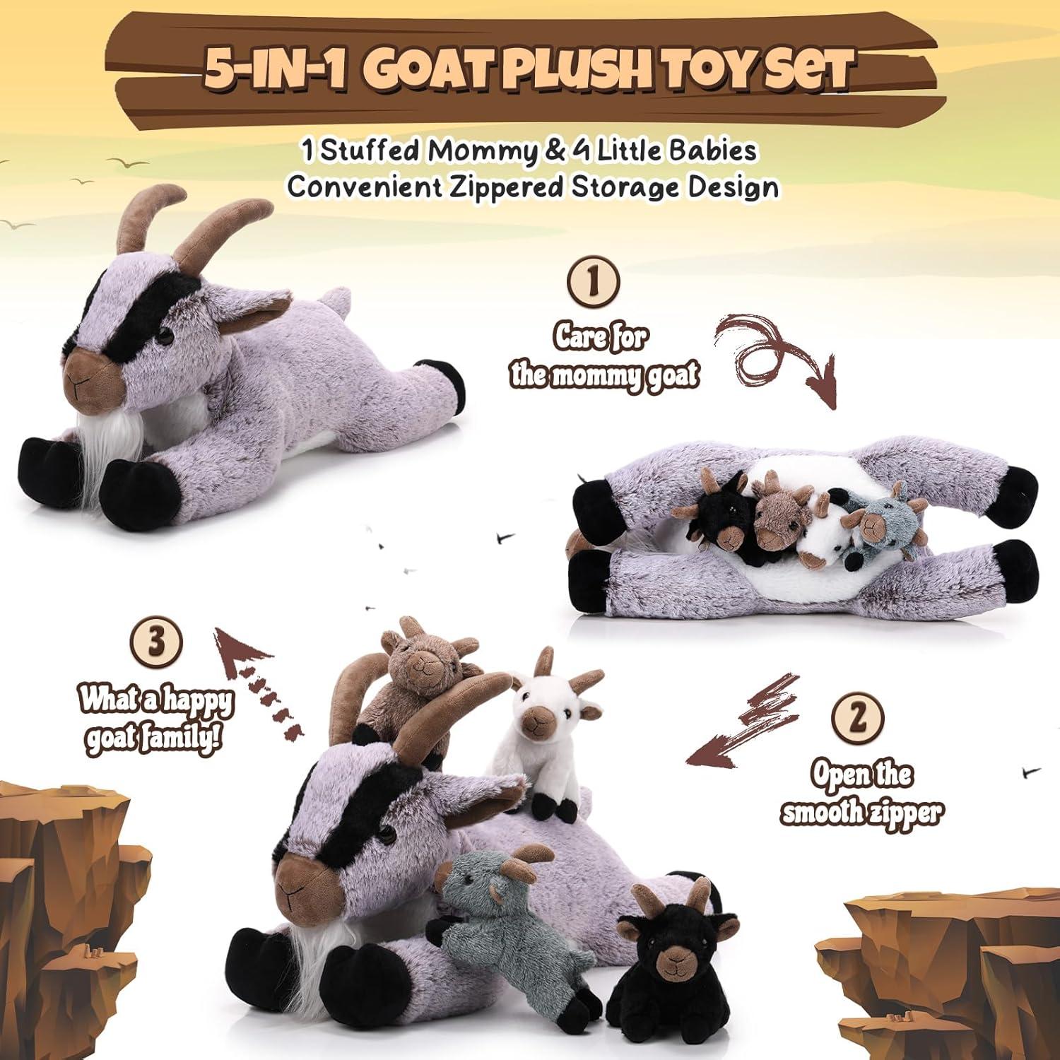 Conjunto de Juguetes de Peluche Cabra HyDren 5 Piezas 45 cm