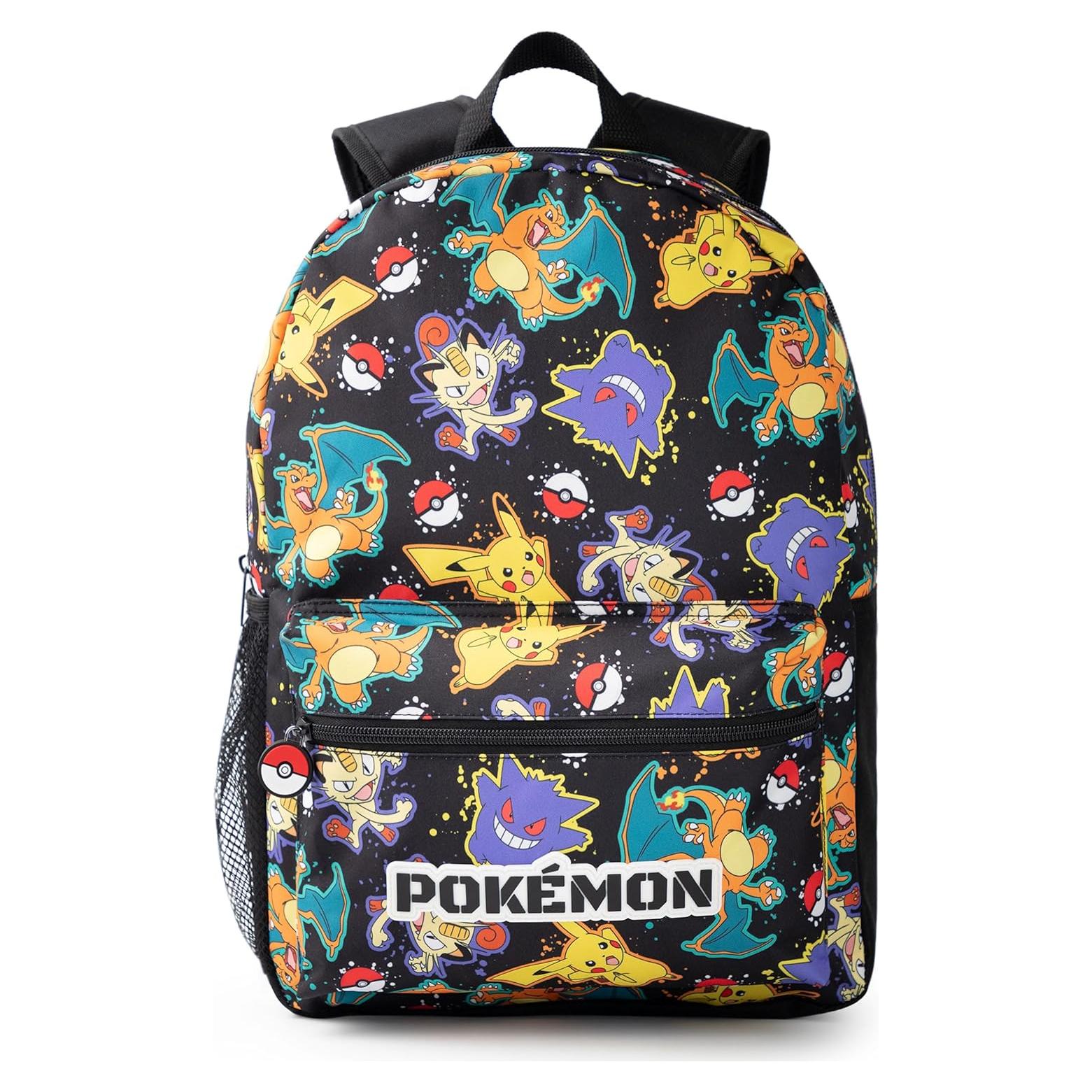 Mochila Pokémon Pikachu Charizard Gengar Meowth 40x30cm