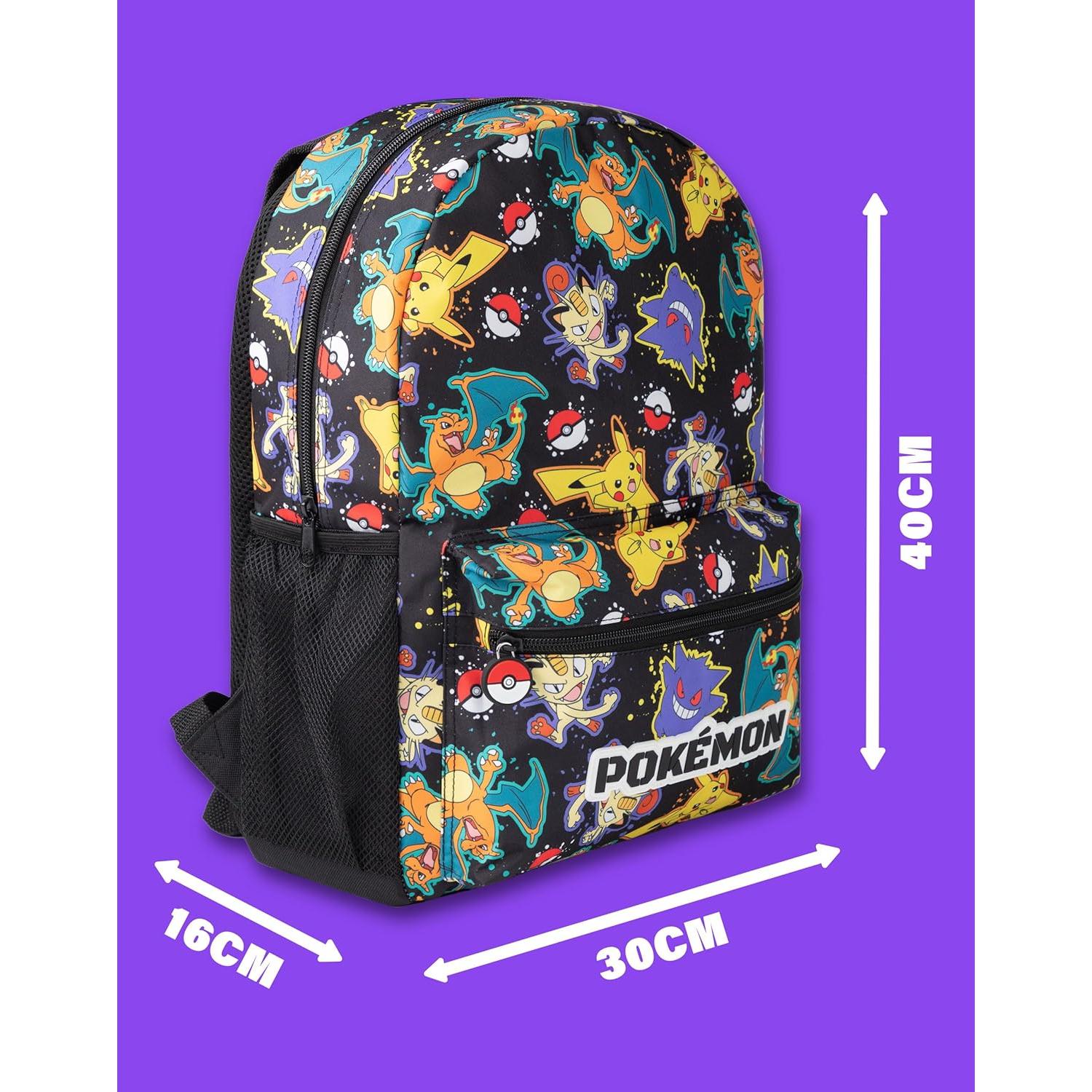 Mochila Pokémon Pikachu Charizard Gengar Meowth 40x30cm