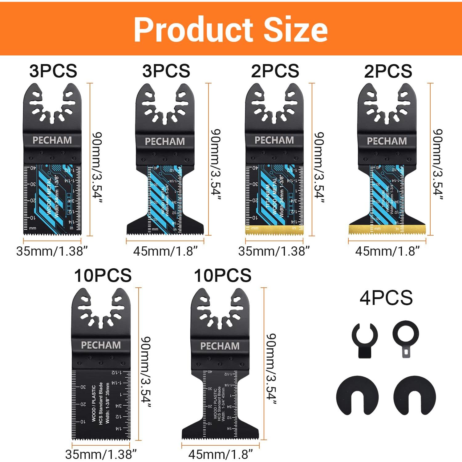 Cuchillas Oscilantes PECHAM 34PCS para Madera y Metal