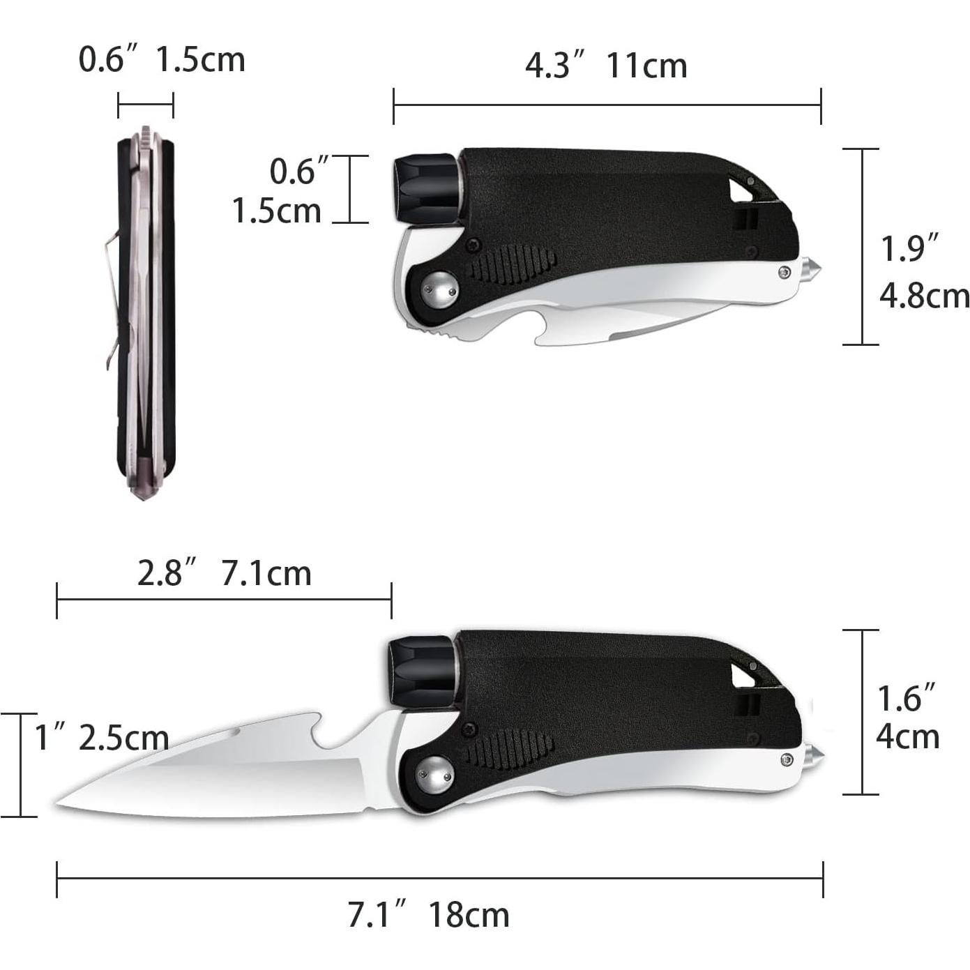 Linterna Mini 6 en 1 WELESHEI con Cuchillo y Abrebotellas