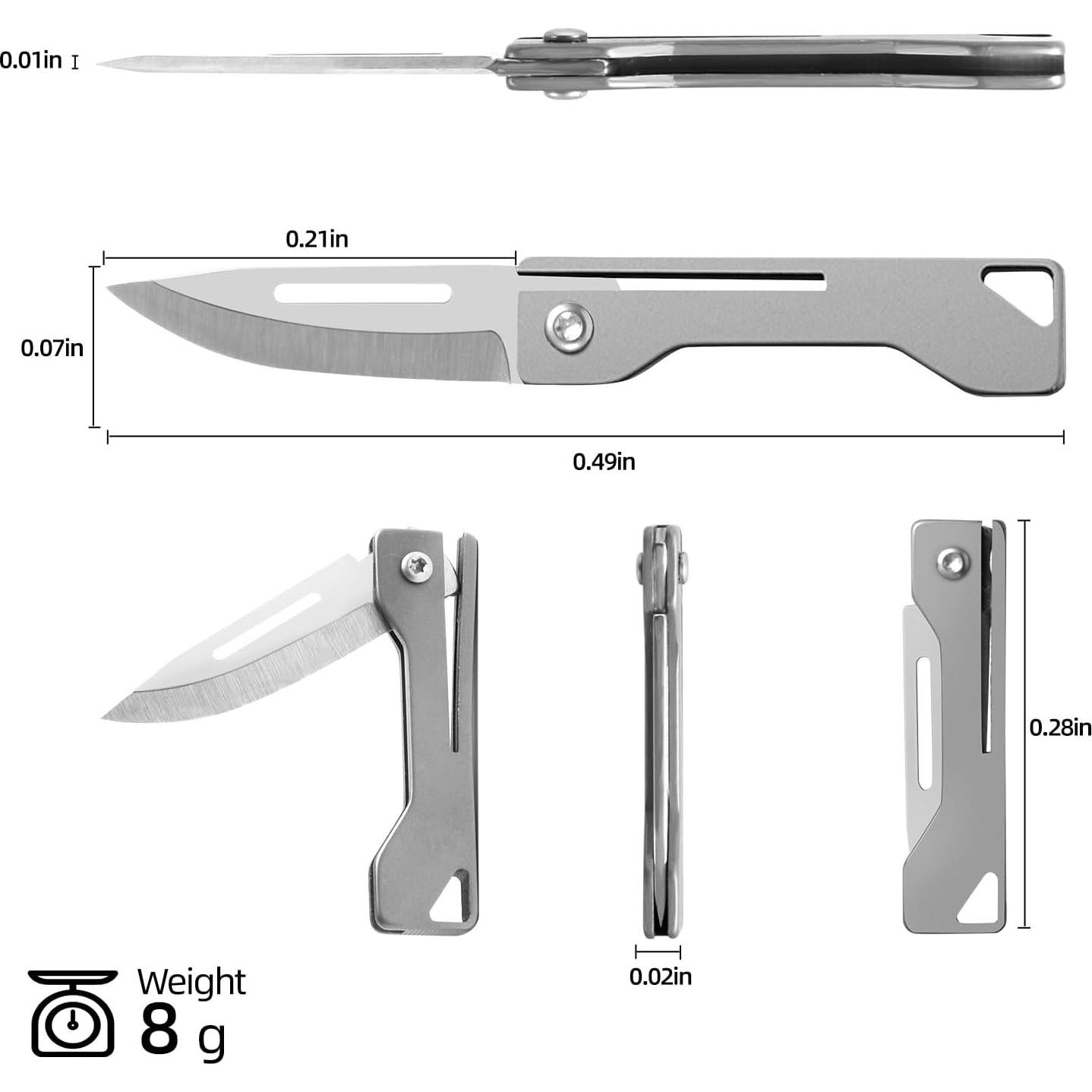 Cuchillo Plegable Zastan de Titanio 4.83 cm, Compacto y Ligero