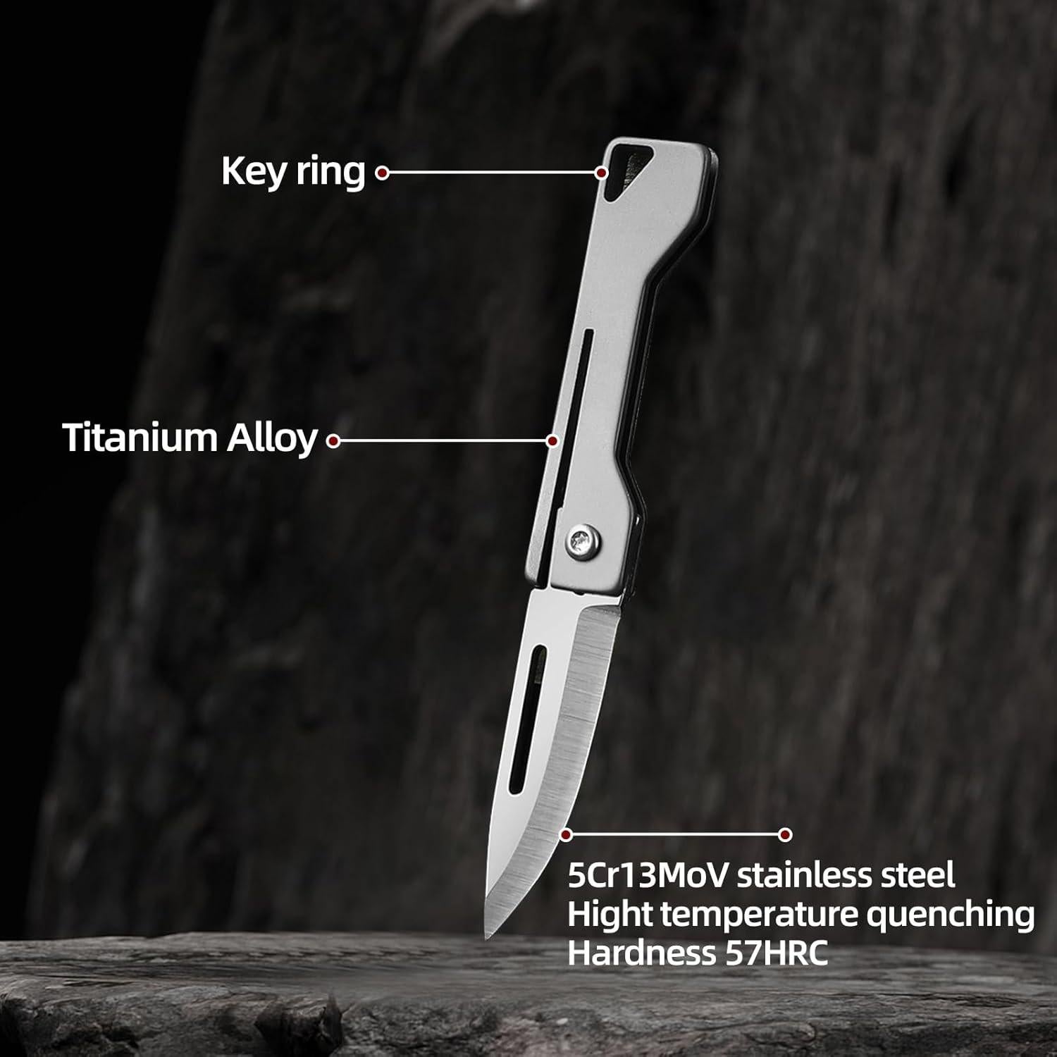 Cuchillo Plegable Zastan de Titanio 4.83 cm, Compacto y Ligero