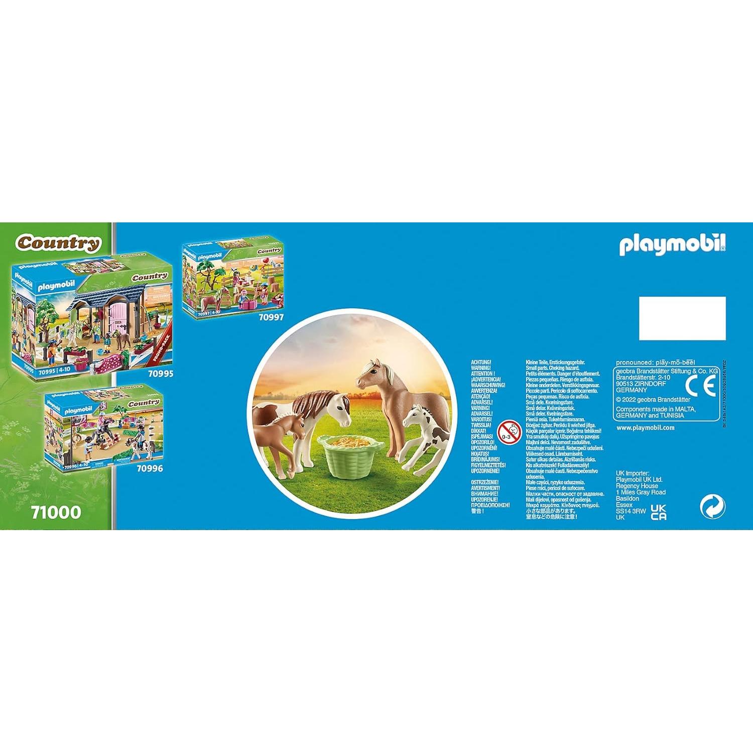 Ponis Islandeses PLAYMOBIL Set con 2 Potros y Cesta de Heno