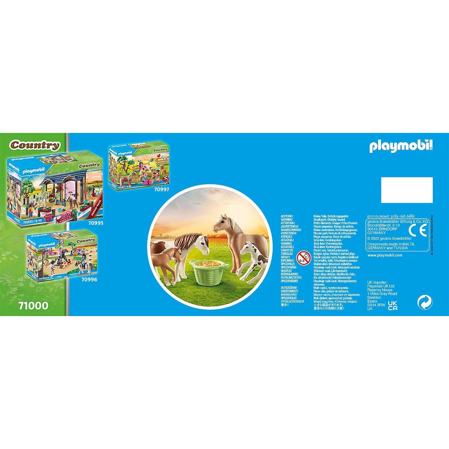 Ponis Islandeses PLAYMOBIL Set con 2 Potros y Cesta de Heno
