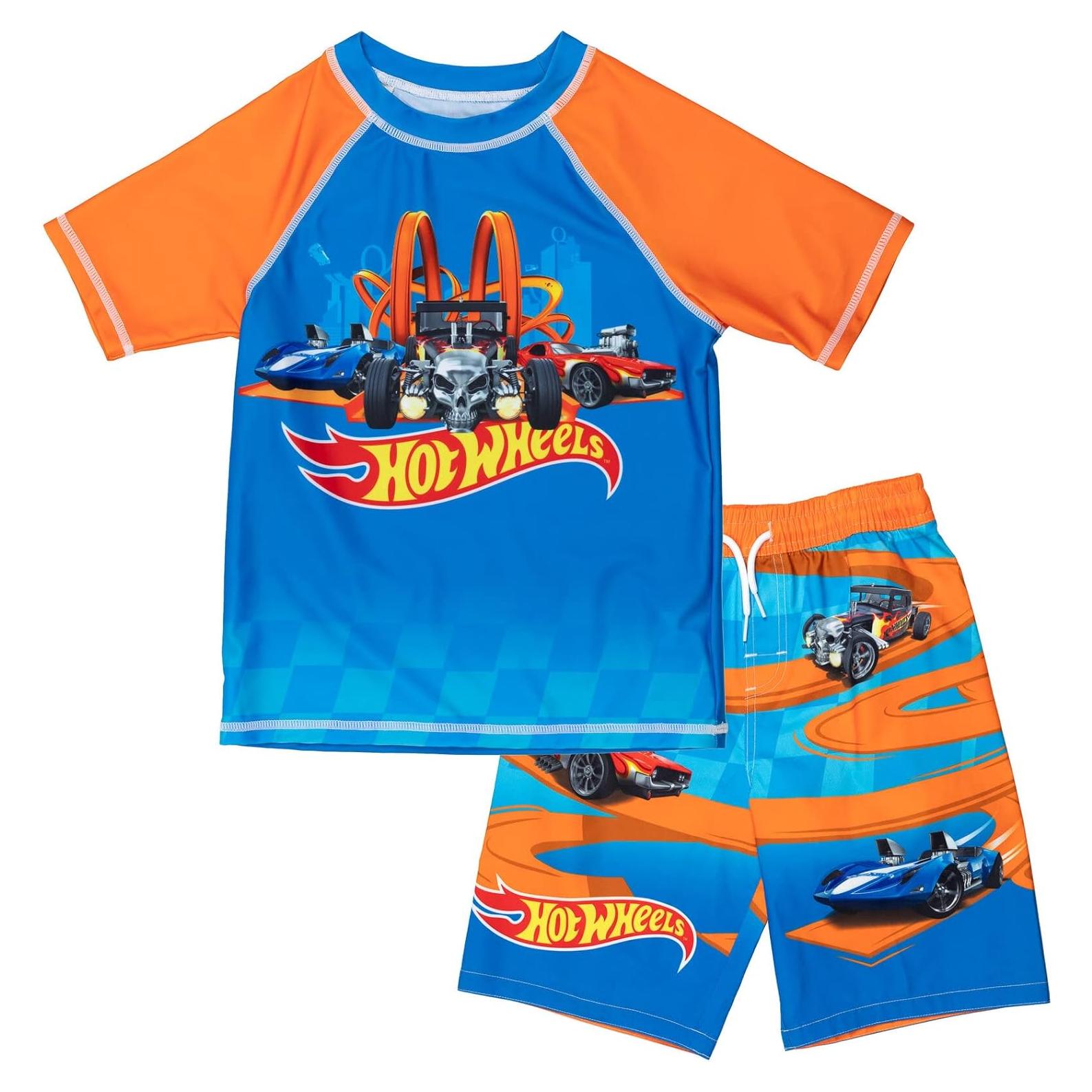 Conjunto de camiseta y bañador Hot Wheels UPF 50+ para niños
