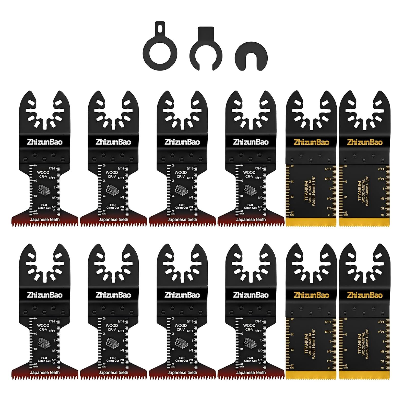 12 Cuchillas Oscilantes Titanio ZhizunBao para Madera y Metal