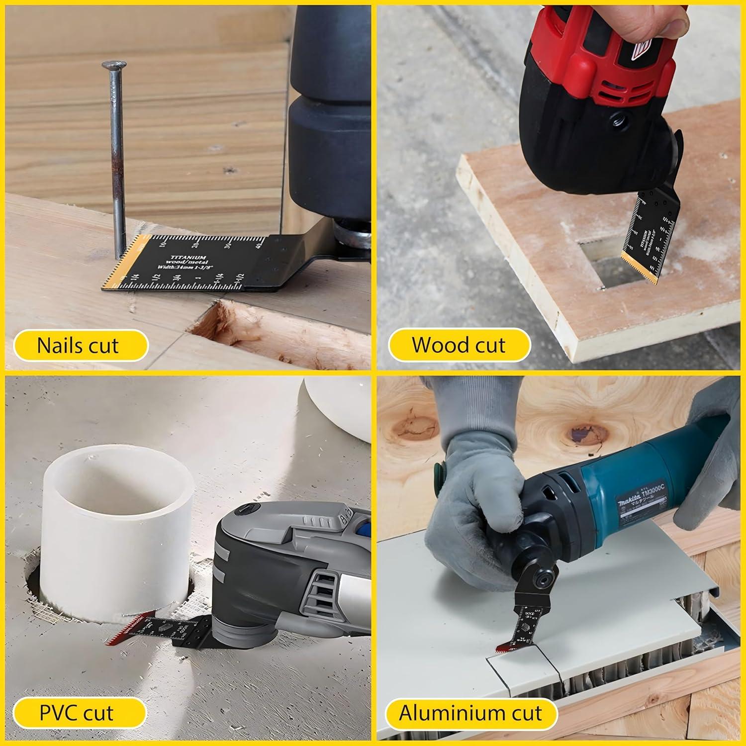 12 Cuchillas Oscilantes Titanio ZhizunBao para Madera y Metal