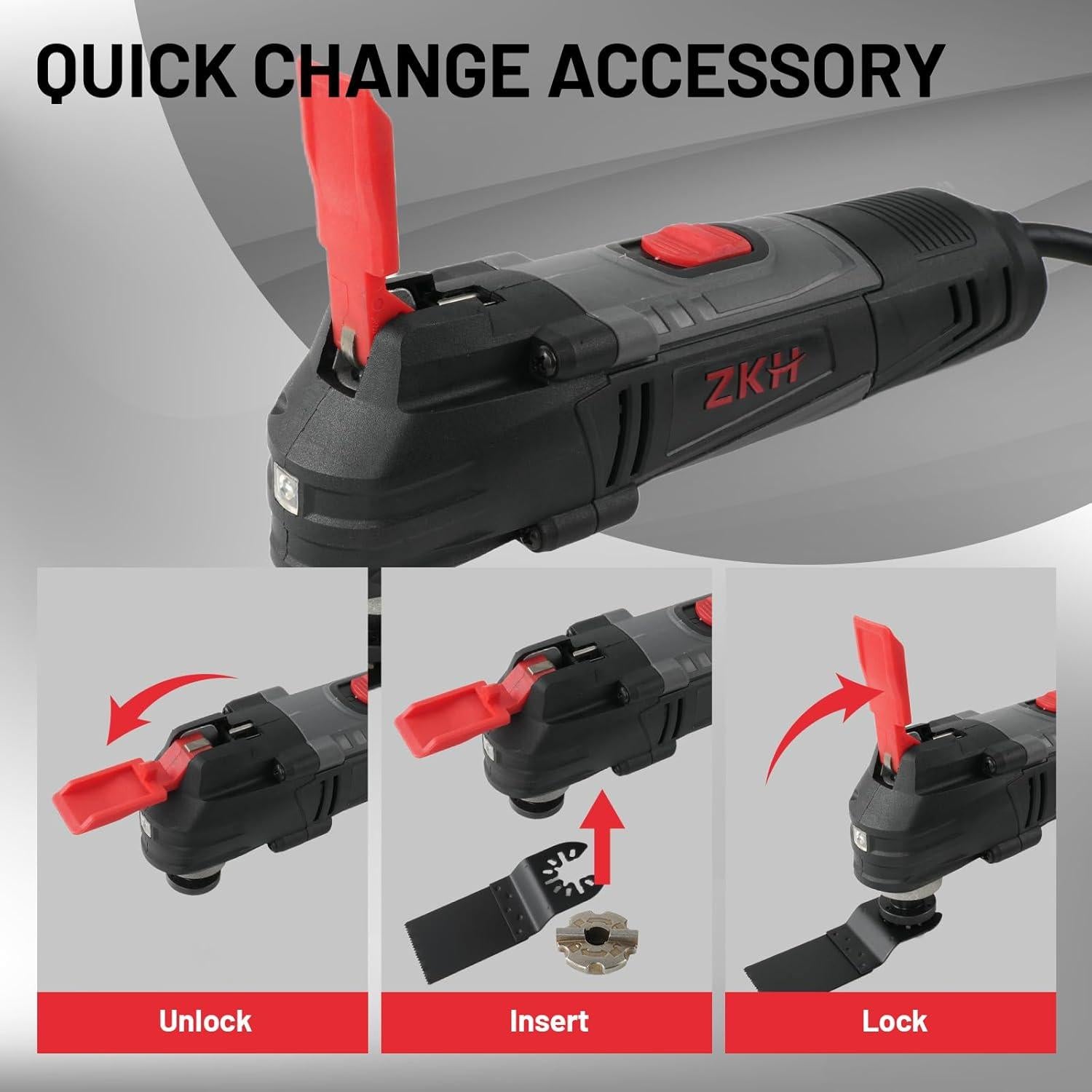 Herramienta Oscilante ZKH 3.2A 26 Accesorios 400W 2.06kg