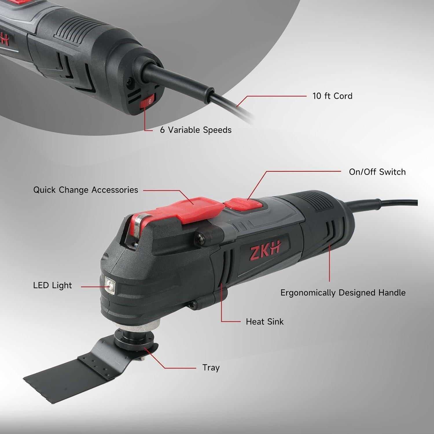 Herramienta Oscilante ZKH 3.2A 26 Accesorios 400W 2.06kg