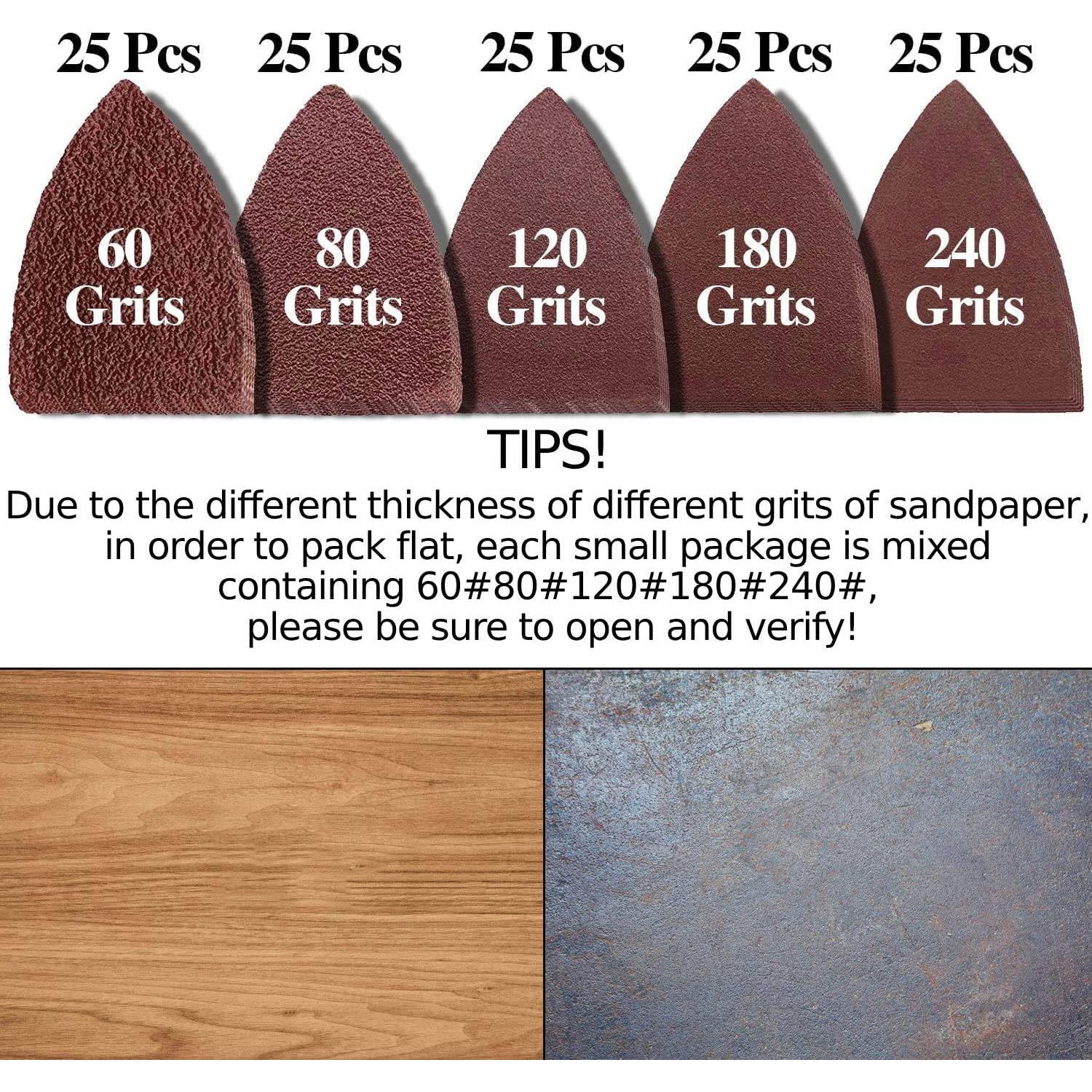 Kit de Lijado Oscilante 130 Piezas Gulrear - Granos 60 a 240