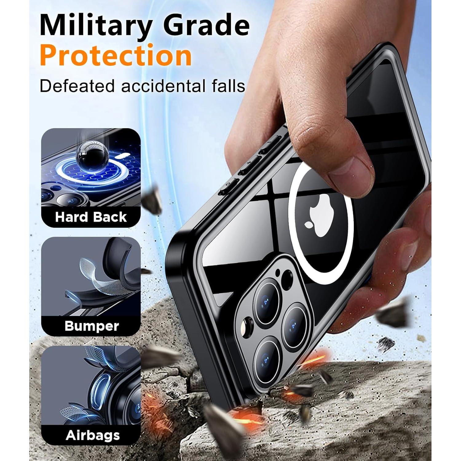 Funda Impermeable Temdan para iPhone 16 Pro Max - Negro