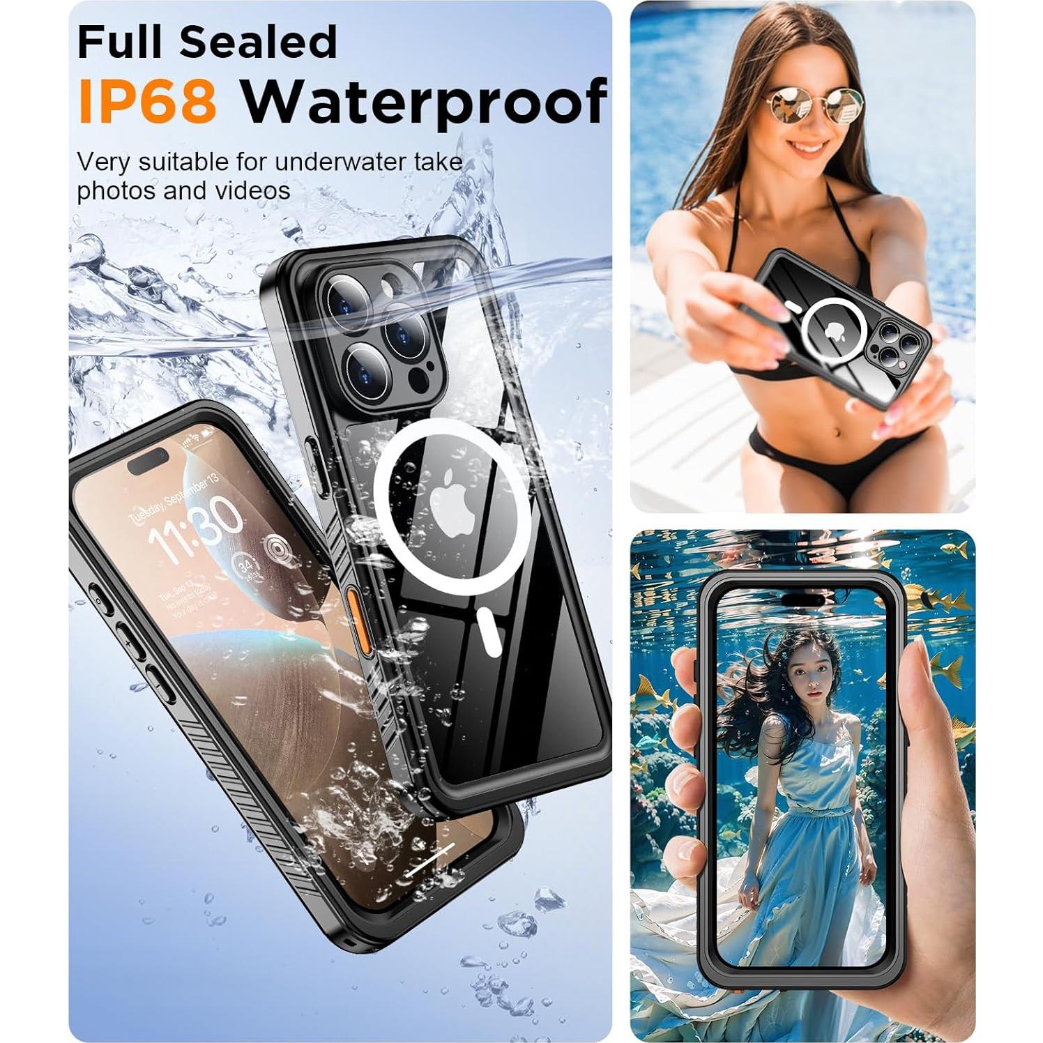 Funda Impermeable Temdan para iPhone 16 Pro Max - Negro