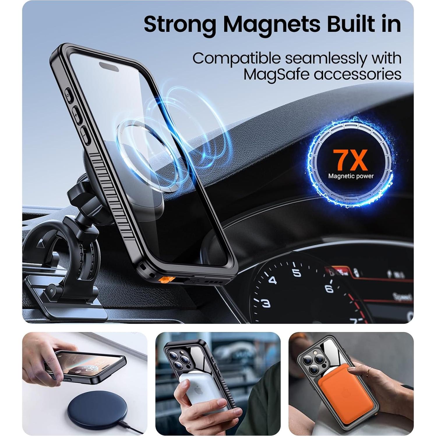 Funda Impermeable Temdan para iPhone 16 Pro Max - Negro