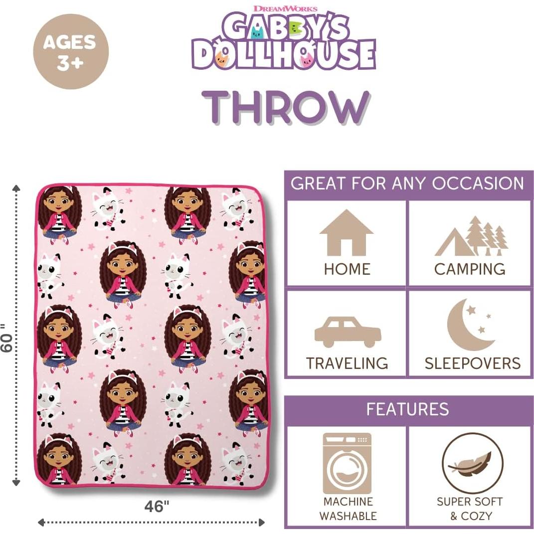 Throw Gabby's Dollhouse Franco 116x152 cm Suave Micro Raschel