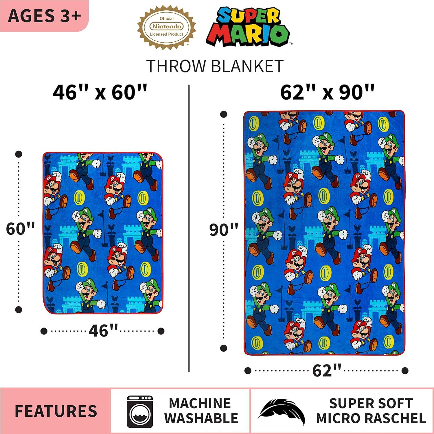 Manta Suave Super Mario Franco 157x229 cm para Niños