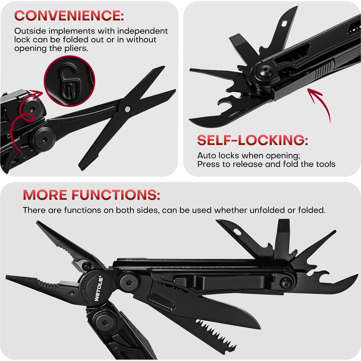 Multiherramienta WETOLS 27-en-1 con Cuchillo y Funda EDC