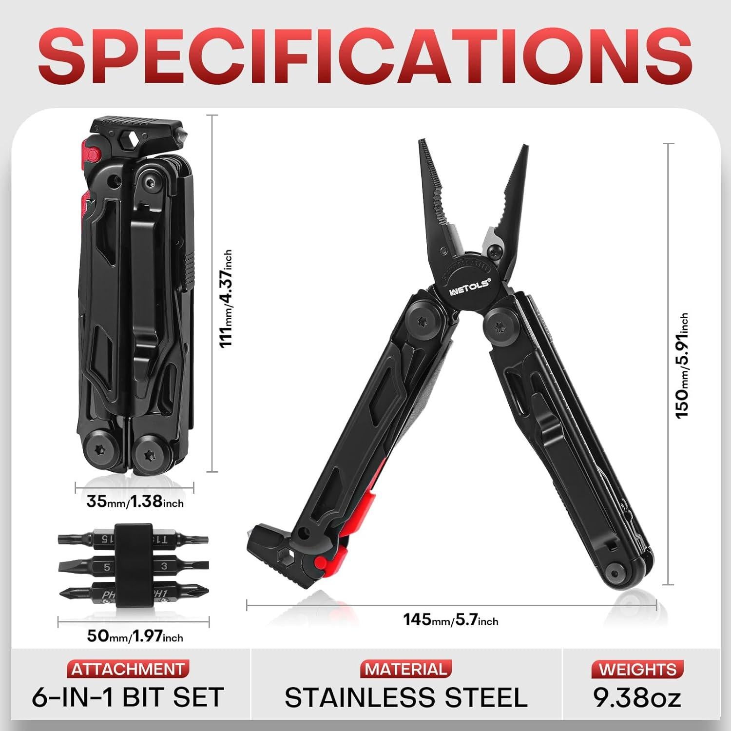 Multiherramienta WETOLS 27-en-1 con Cuchillo y Funda EDC