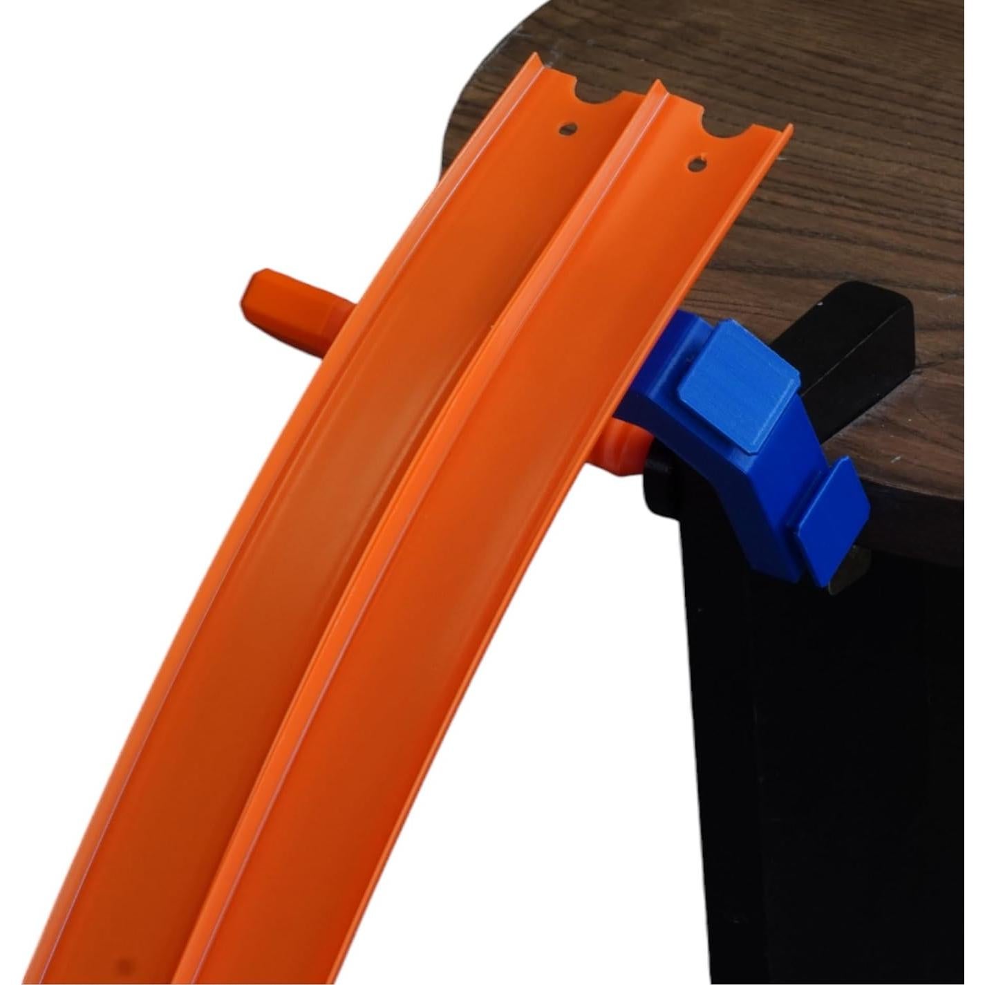 Abrazadera de Pista Hot Wheels Azul/Naranja - Fuerte y Duradera