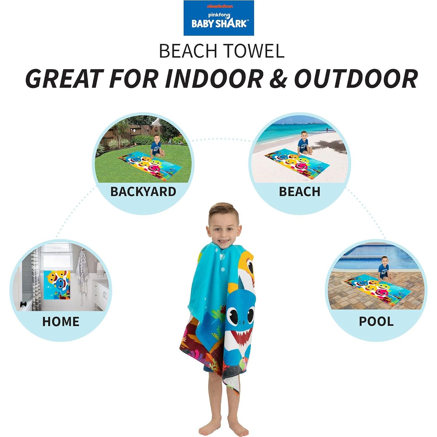Toalla de Playa Franco Kids Baby Shark 147 cm Algodón Suave