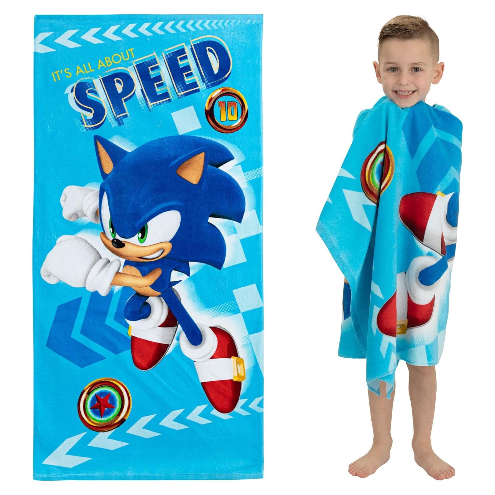 Toalla de Playa Franco Kids Sonic 147x71 cm Suave Algodón