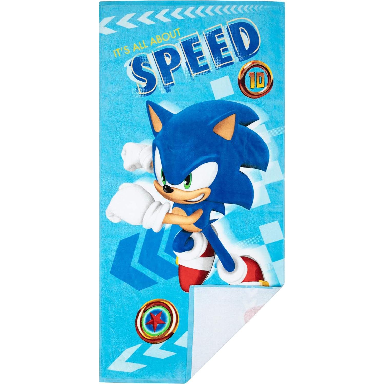 Toalla de Playa Franco Kids Sonic 147x71 cm Suave Algodón