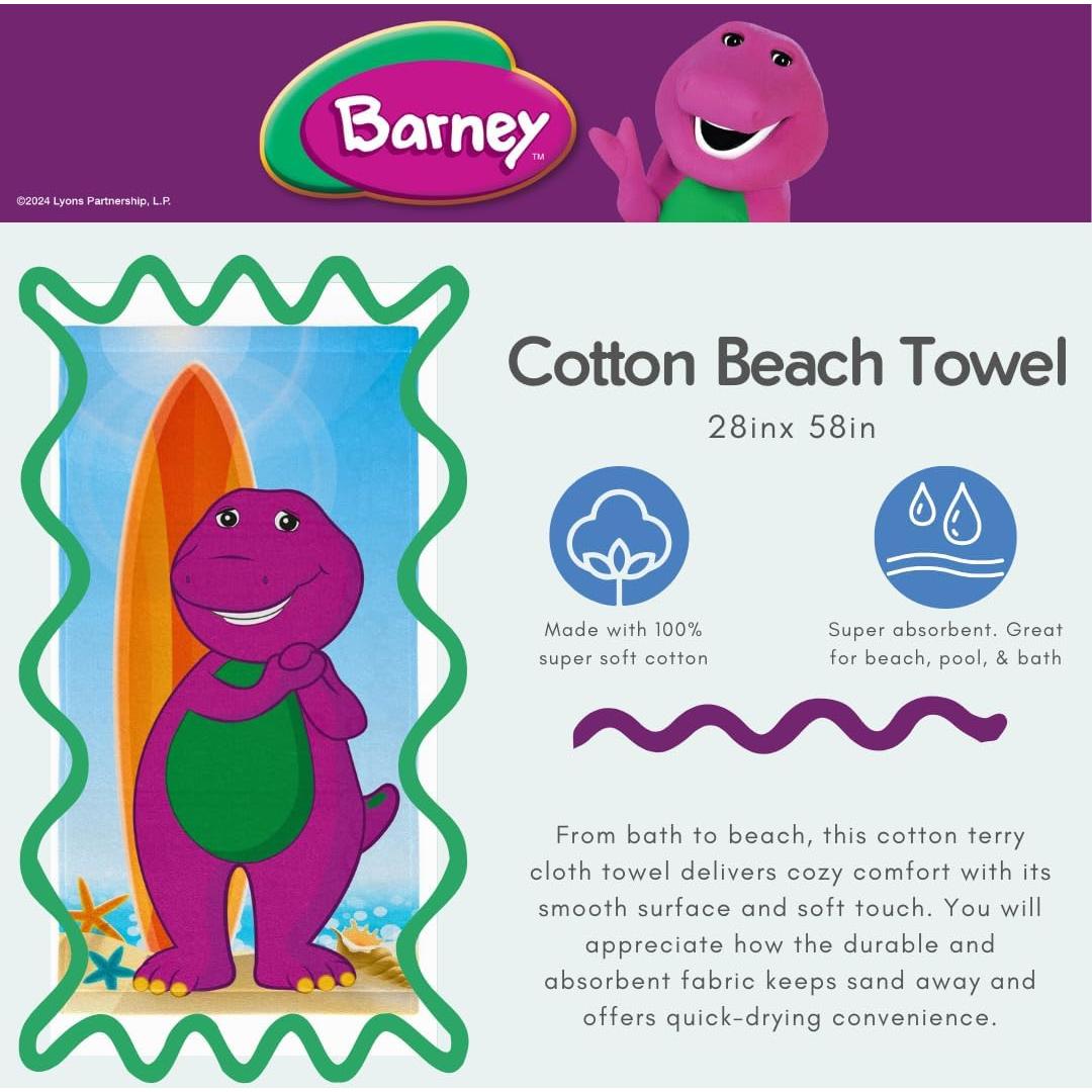 Toalla de Playa Franco Barney Kids 147x71 cm Algodón Suave