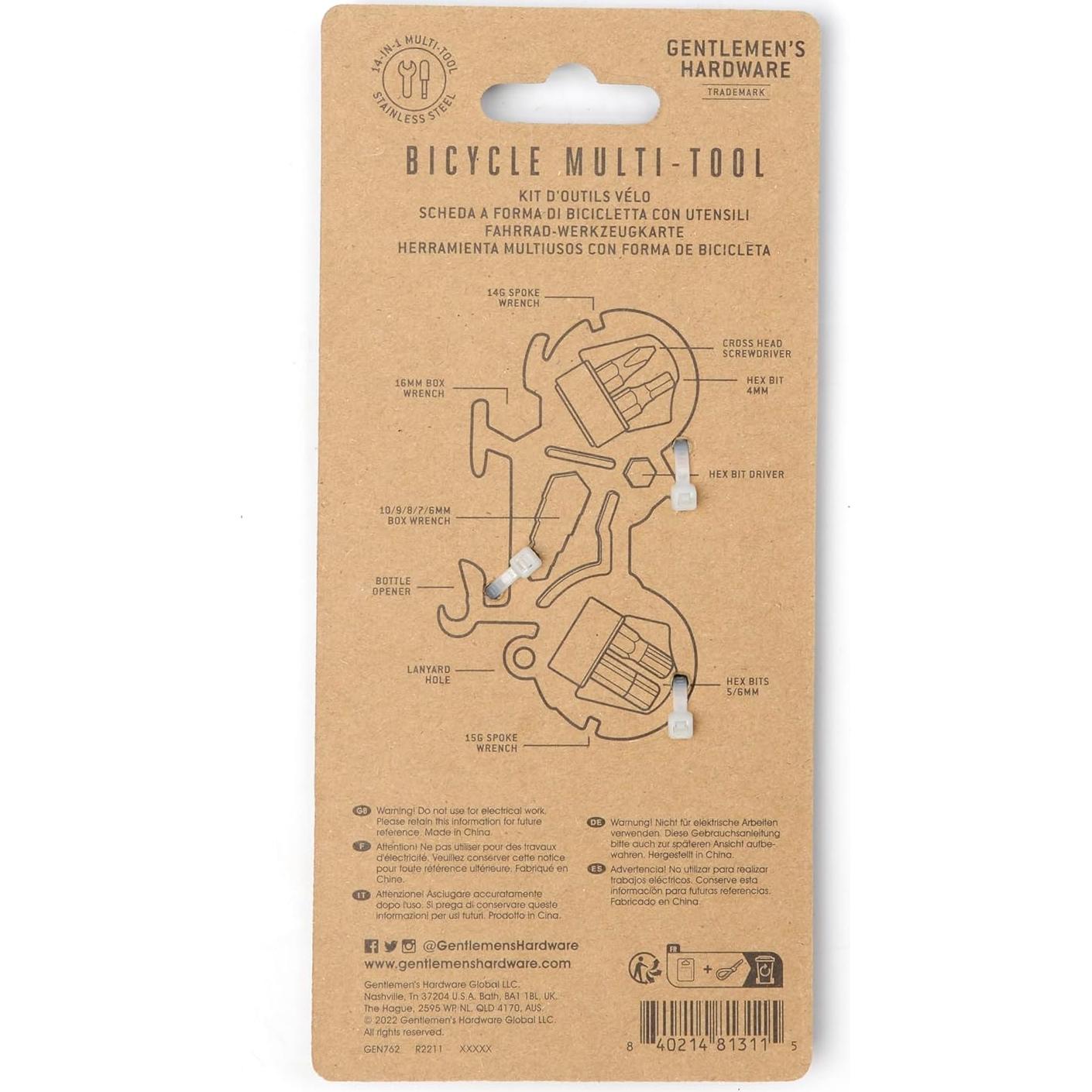 Herramienta Multiuso de Bicicleta Gentlemen's Hardware 14 en 1