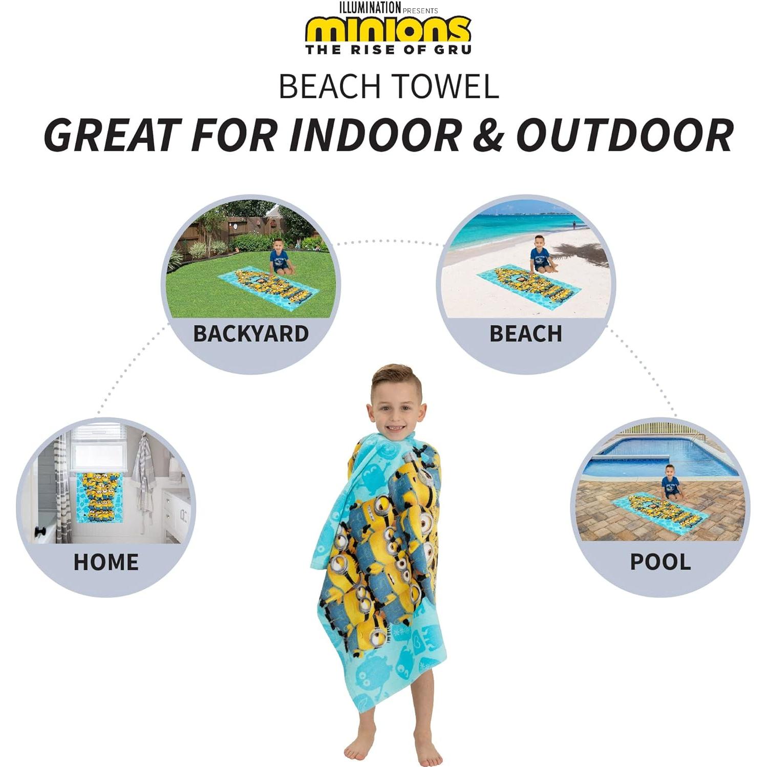 Toalla de Playa Franco Kids 100% Algodón Minions 147x71 cm