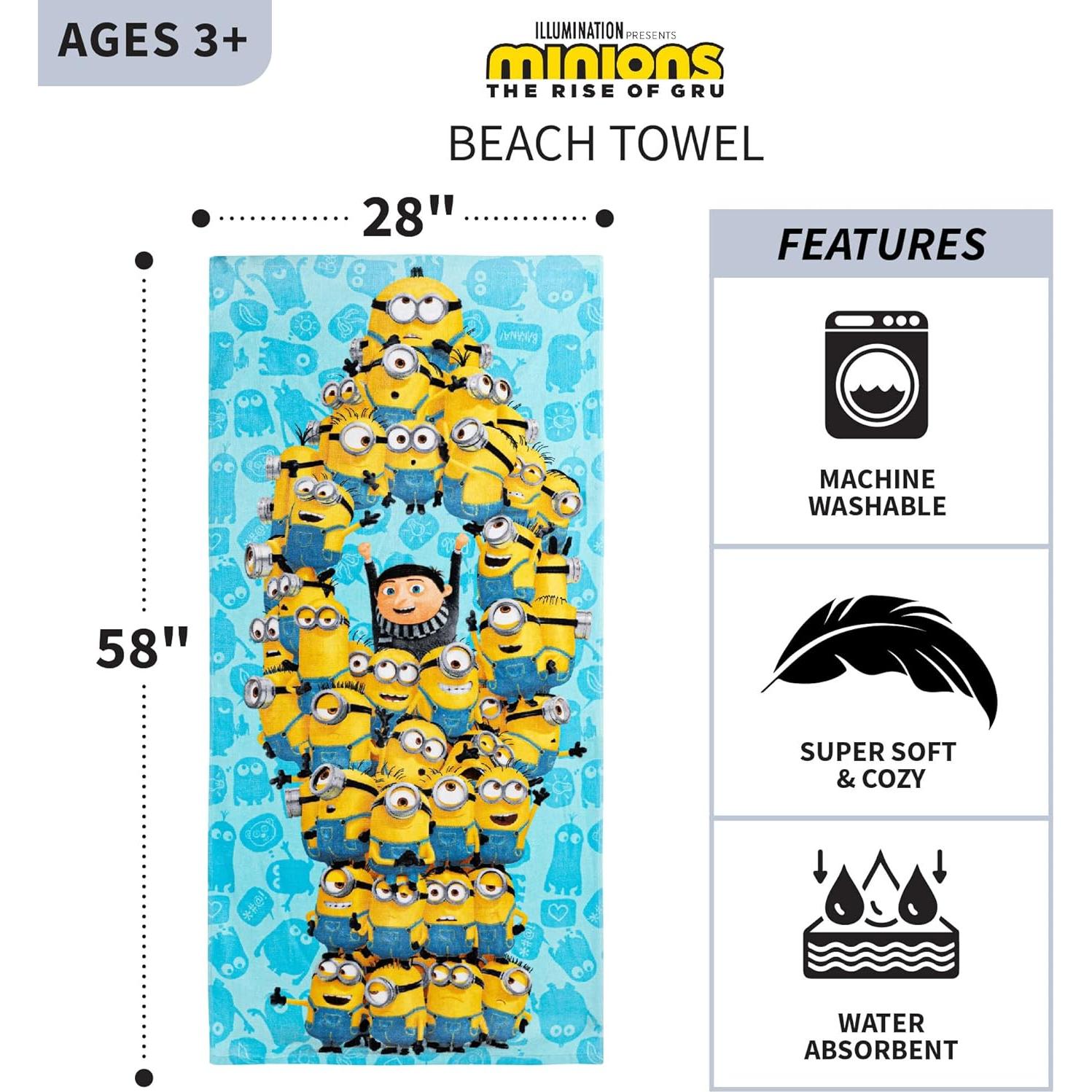 Toalla de Playa Franco Kids 100% Algodón Minions 147x71 cm