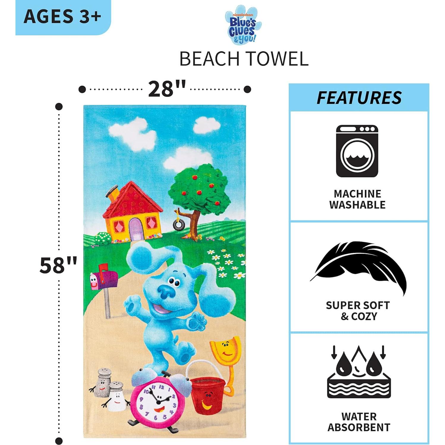 Toalla de Playa Franco Kids 100% Algodón Blues Clues 147x71 cm
