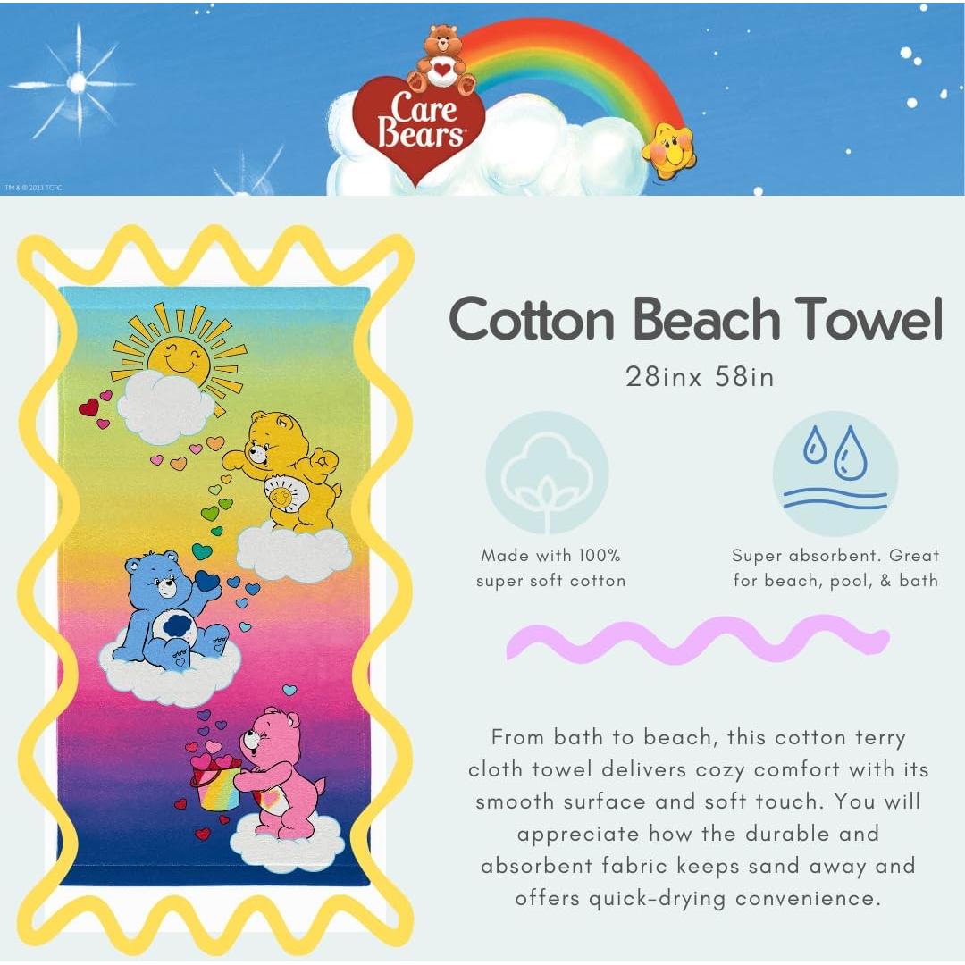 Toalla de Playa Care Bears Franco 147x71 cm Suave Algodón