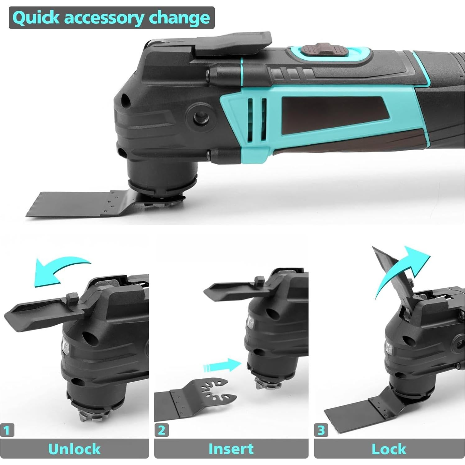 Herramienta Multiusos Oscilante XSSIVE 2.5A 6 Velocidades 17 Piezas