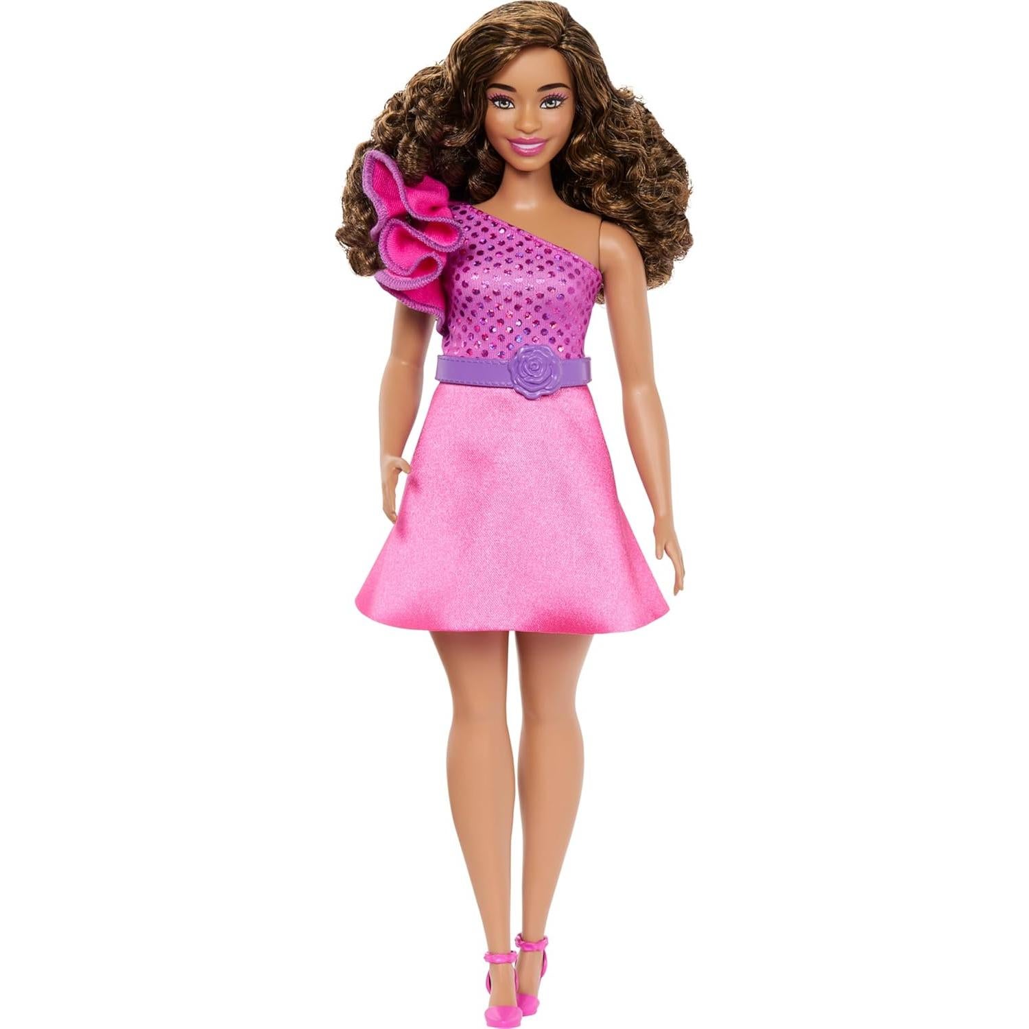 Muñeca Barbie Fashionistas Curvy #225 con Vestido Rosa