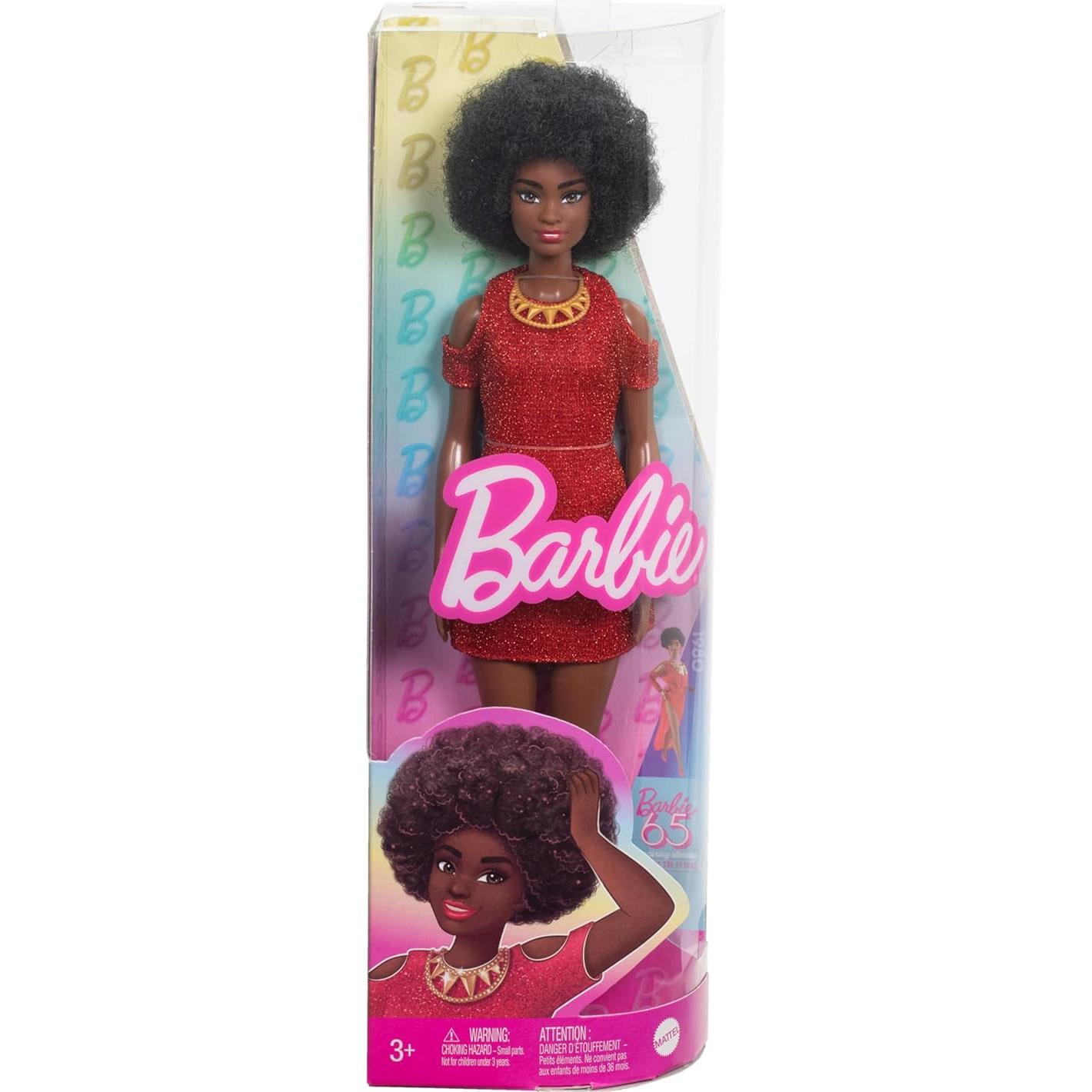 Muñeca Barbie Fashionistas #221 con vestido rojo y accesorios