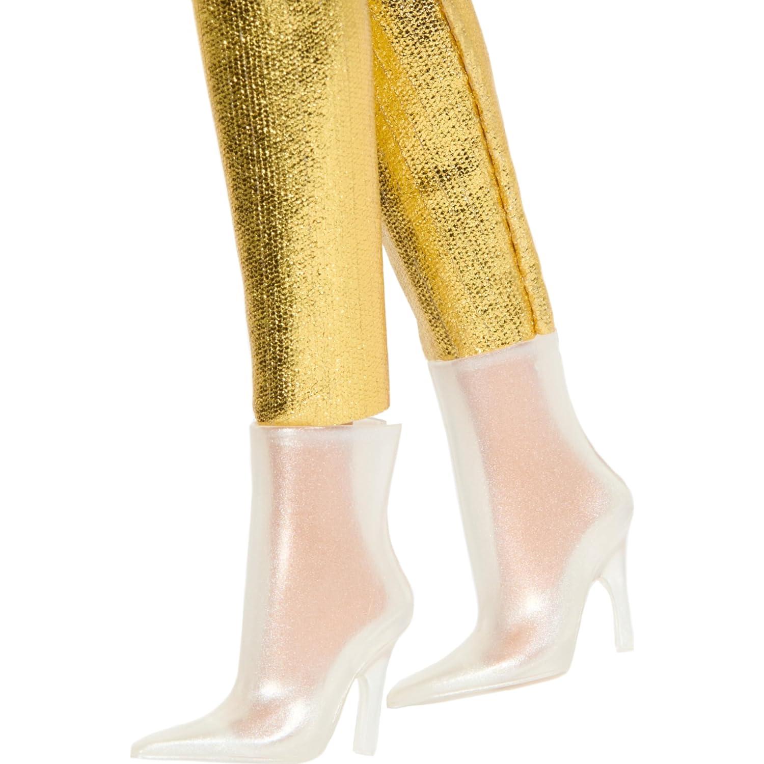 Muñeca Barbie Fashionistas #222 Petite con Mono Dorado