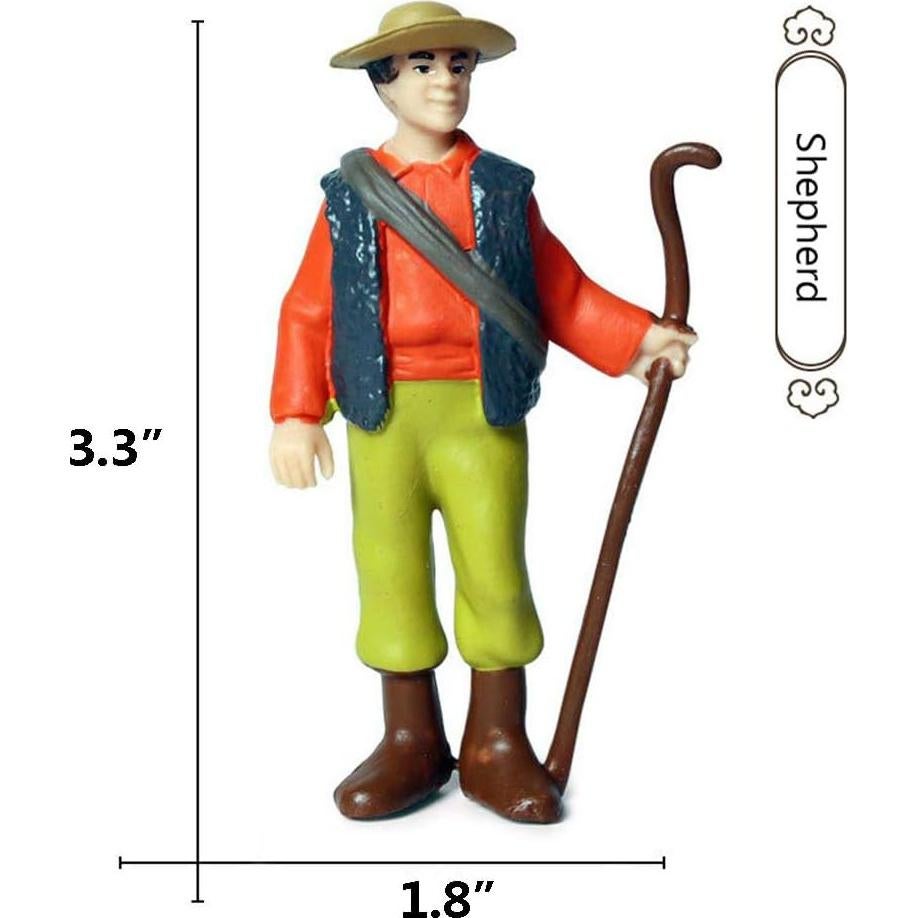 5 Figuras de Agricultores Pintadas a Mano L.DONG 19.8x13.9 cm