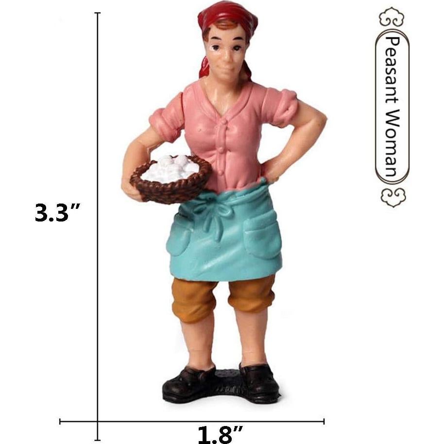 5 Figuras de Agricultores Pintadas a Mano L.DONG 19.8x13.9 cm