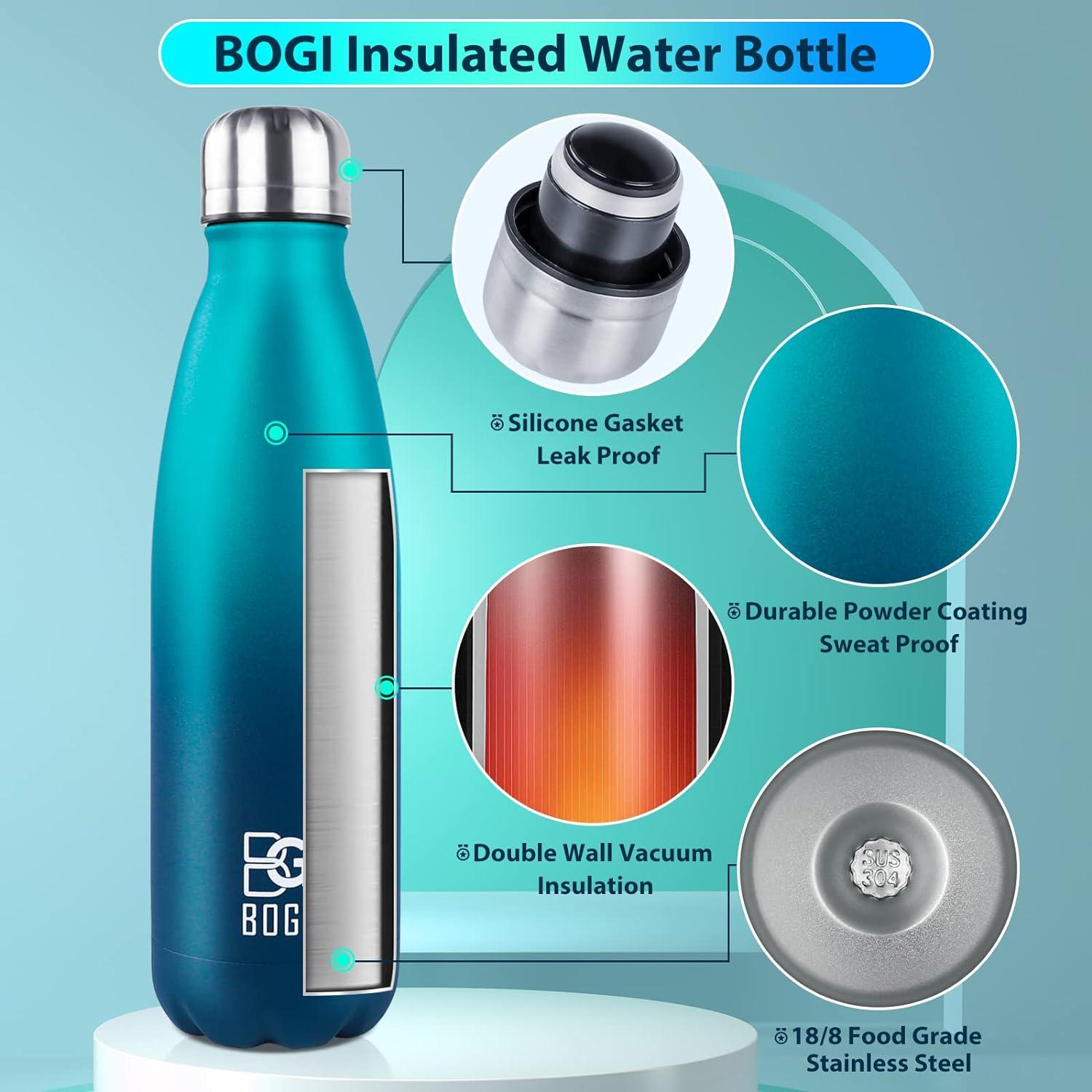 Botella de Agua Aislada BOGI 500ml Acero Inoxidable Azul