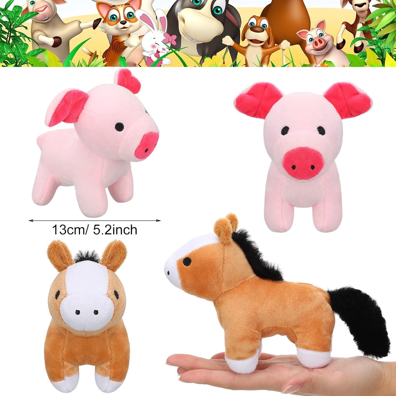 12 Pcs Mini Plush Furry Farm Animal Toys 5.1 Inch Soft Plush Horse Pig Cattle Rabbit Dog Sheep Doll Adopt a Farm Stuffed Animal for Christmas Stocking Stuffers Birthday Party Decoration Supplies