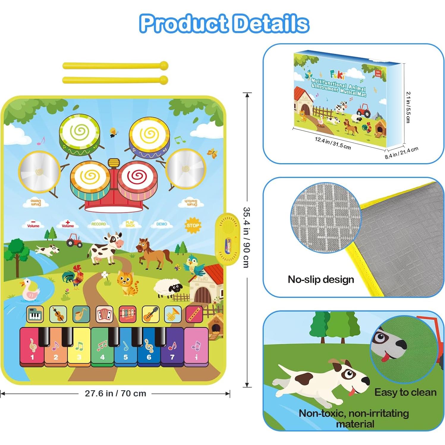 Alfombrilla Musical Foki 90x70 cm para Niños 1-5 Años