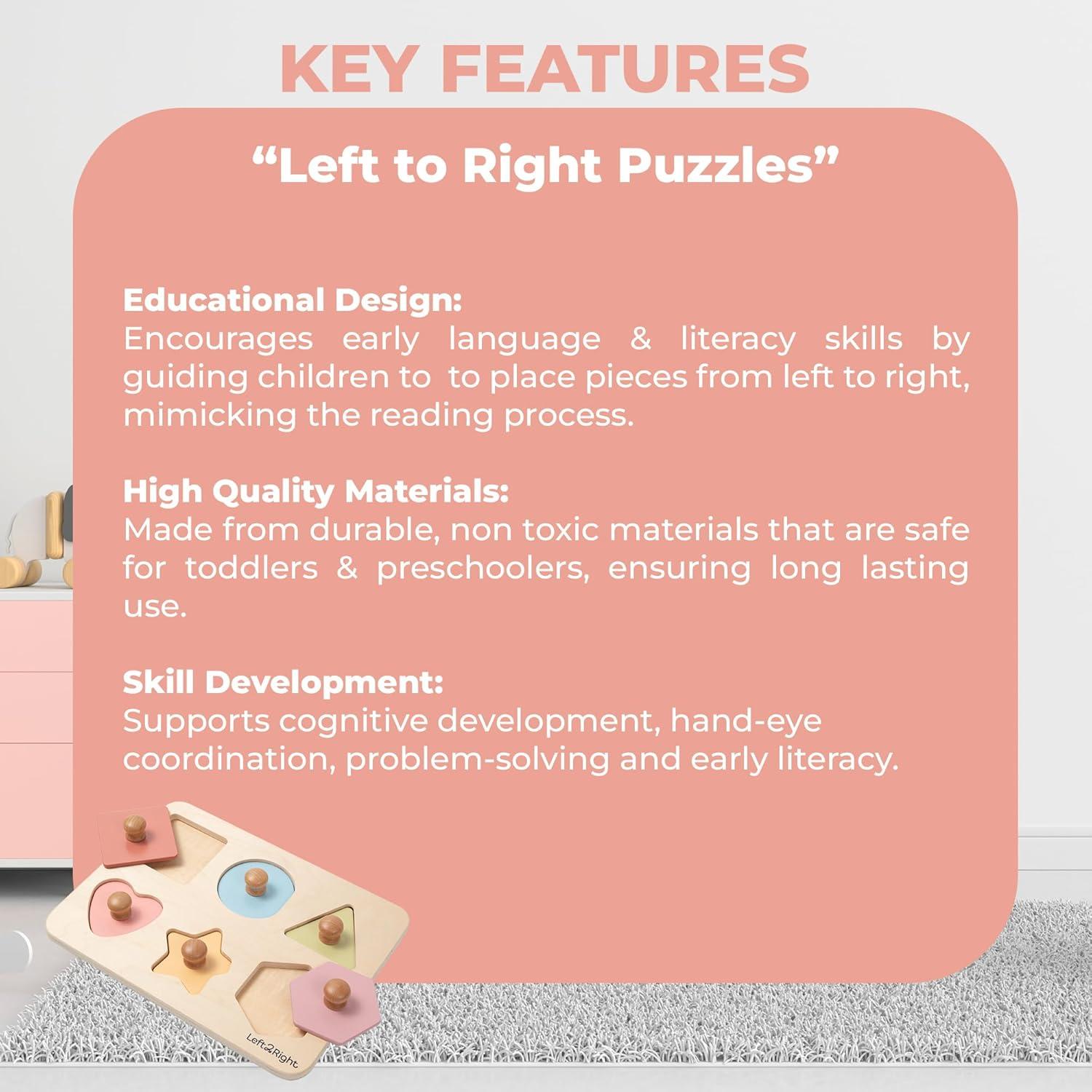 Rompecabezas de Madera LEFT2RIGHT para Niños 1-4 Años