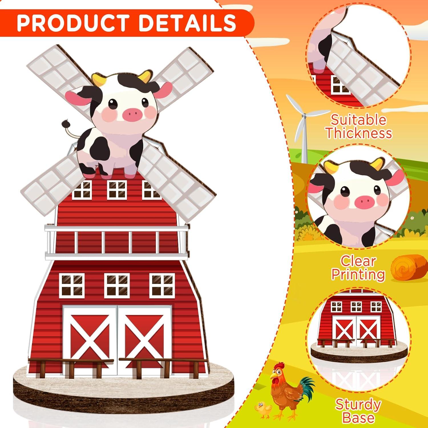 14 Piezas Centros de Mesa de Madera Animales de Granja