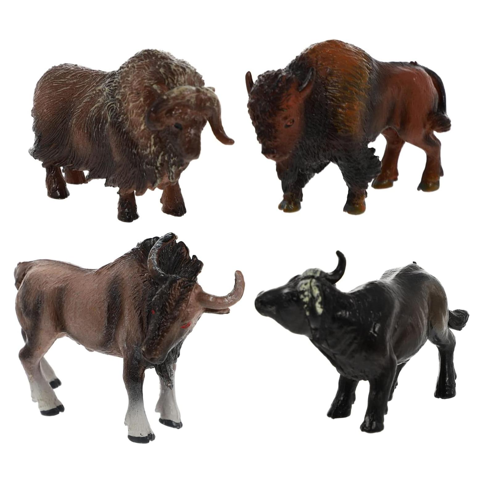 Juego de 4 Figuras de Ganado Miniatura - Vaca y Toro